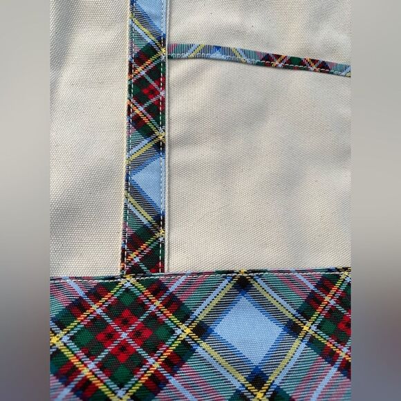 Lands End Canvas Tote Bag Snowflake Plaid Holiday Sequin Christmas Cotton - Picture 11 of 14